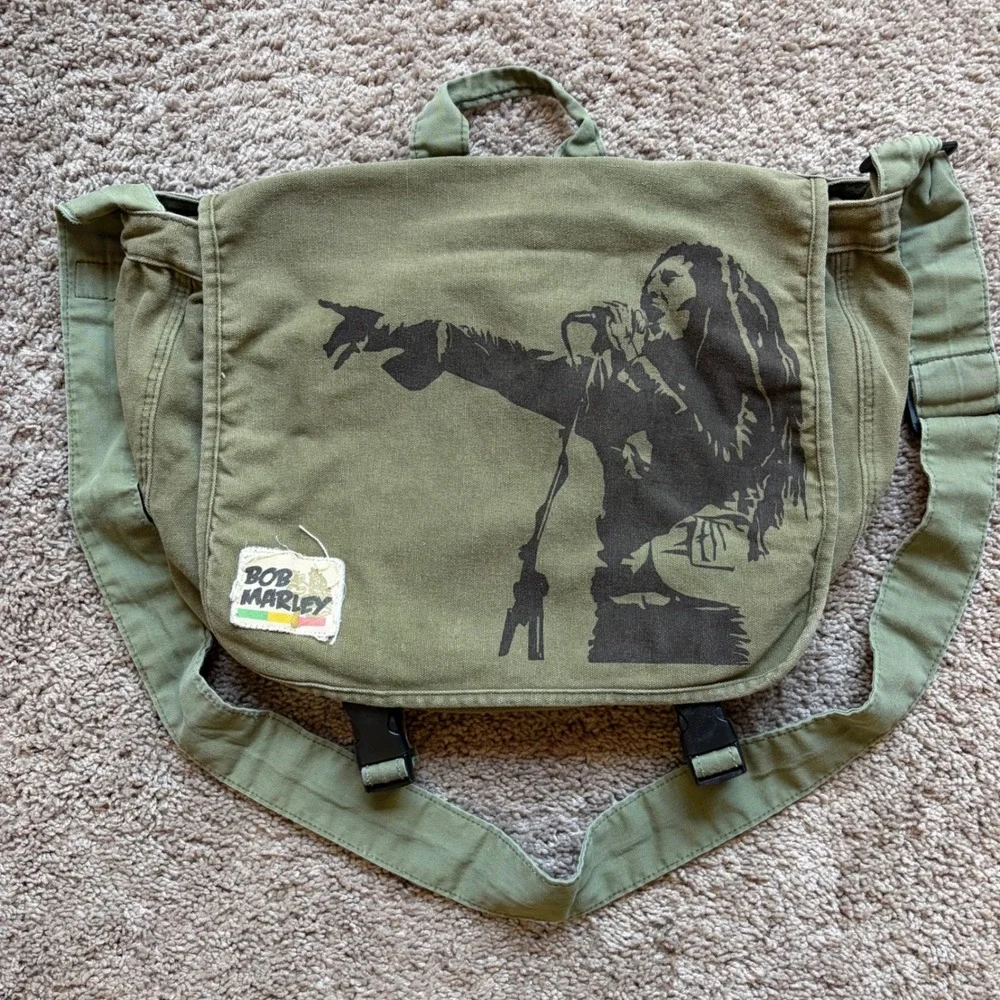 Bob Marley Green Messenger Bag OS
